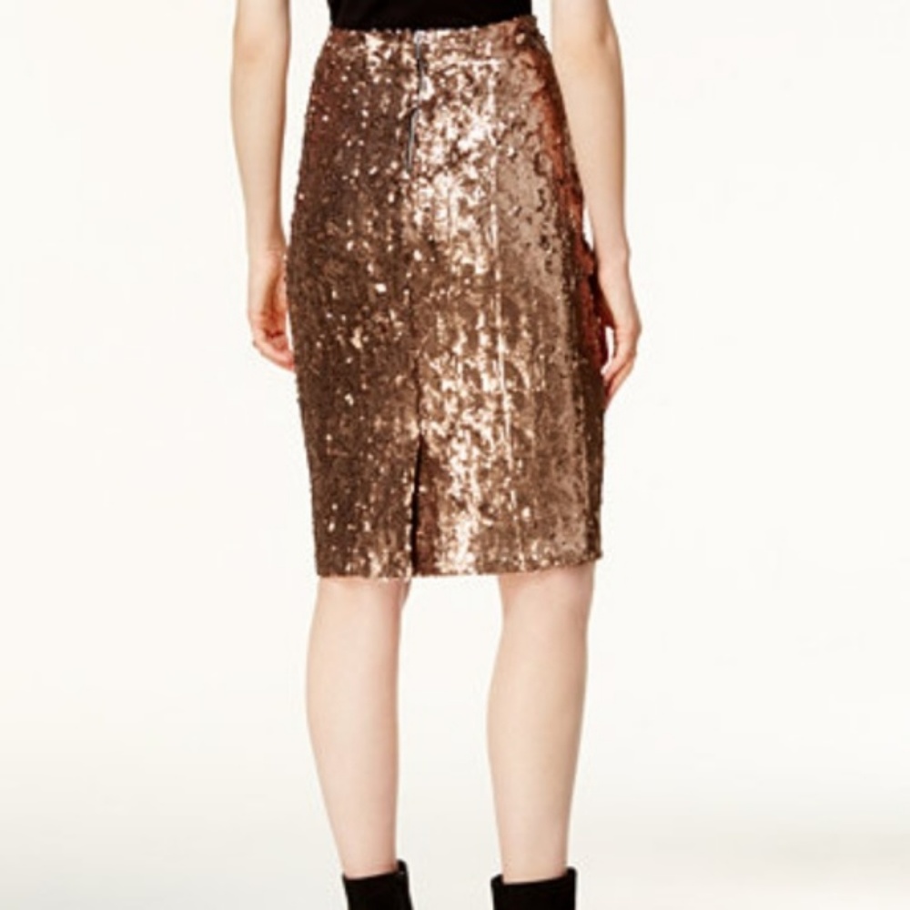 Bar III Sequined Pencil Skirt Copper - Picture 2 of 3